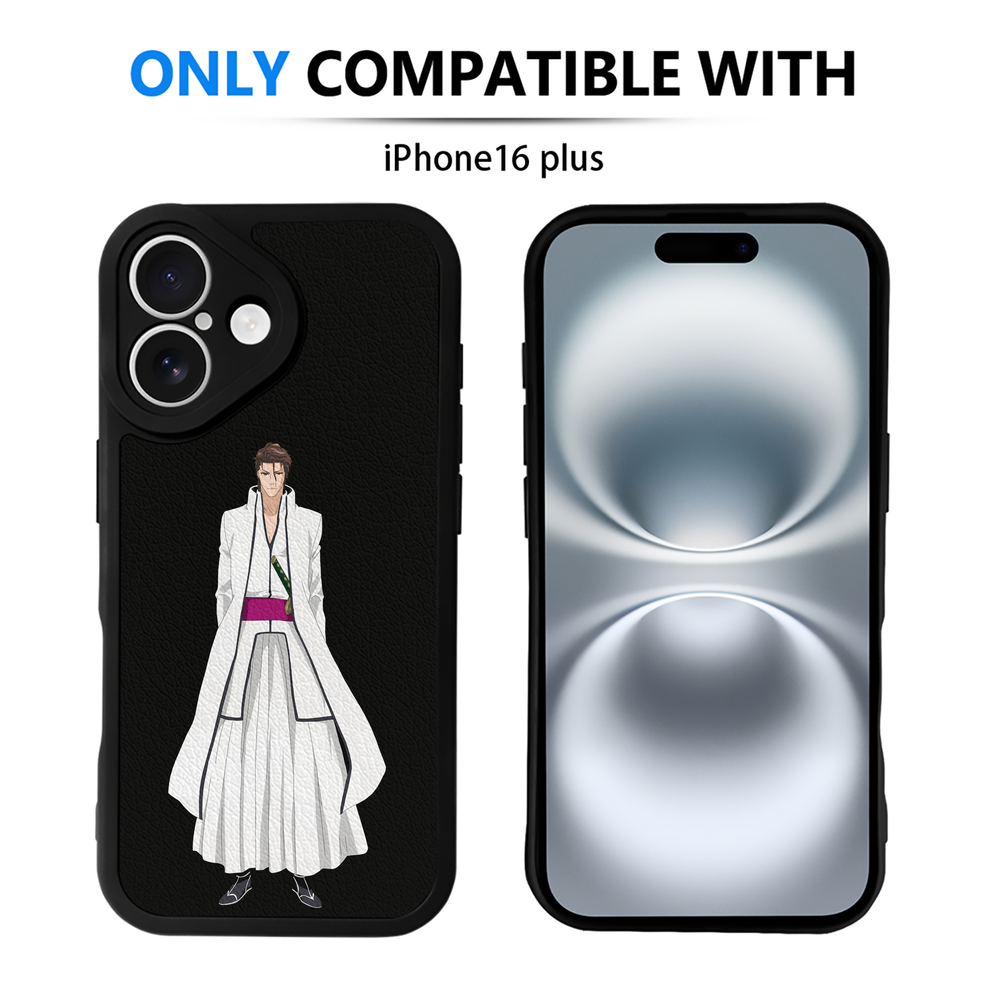 （画像用） ブリーチ 藍染 惣右介（あいぜん そうすけ） BLEACH Aizen Sousuke 【iPhone 16シリーズ対応】シリコンスマホケース（レザー調） 材質：シリコン
